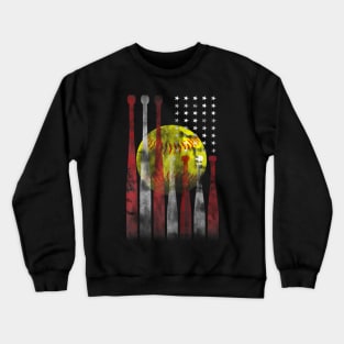 American Flag Softball Gift Crewneck Sweatshirt